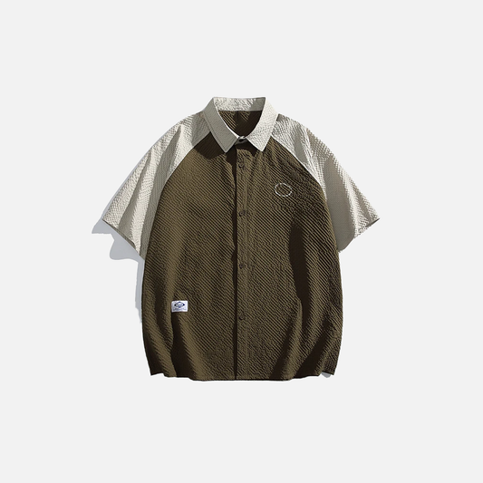 Patchwork High Street Oversize Casual Short Sleeve Shirt - Luxuryurbanwear