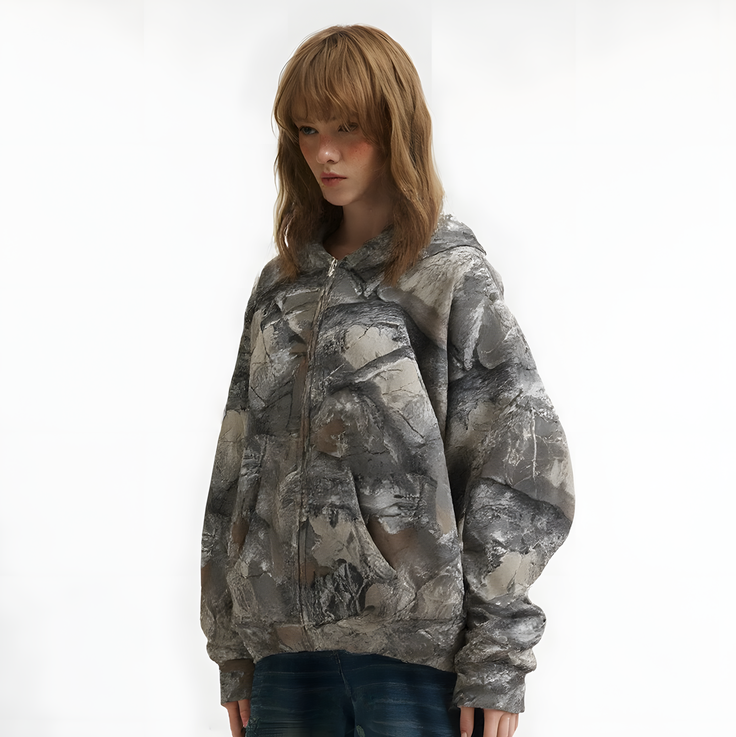 Woodland Spirit Camouflage Zip-Up Hoodie - Oversized Streetwear | LuxuryUrbanwear - Luxuryurbanwear