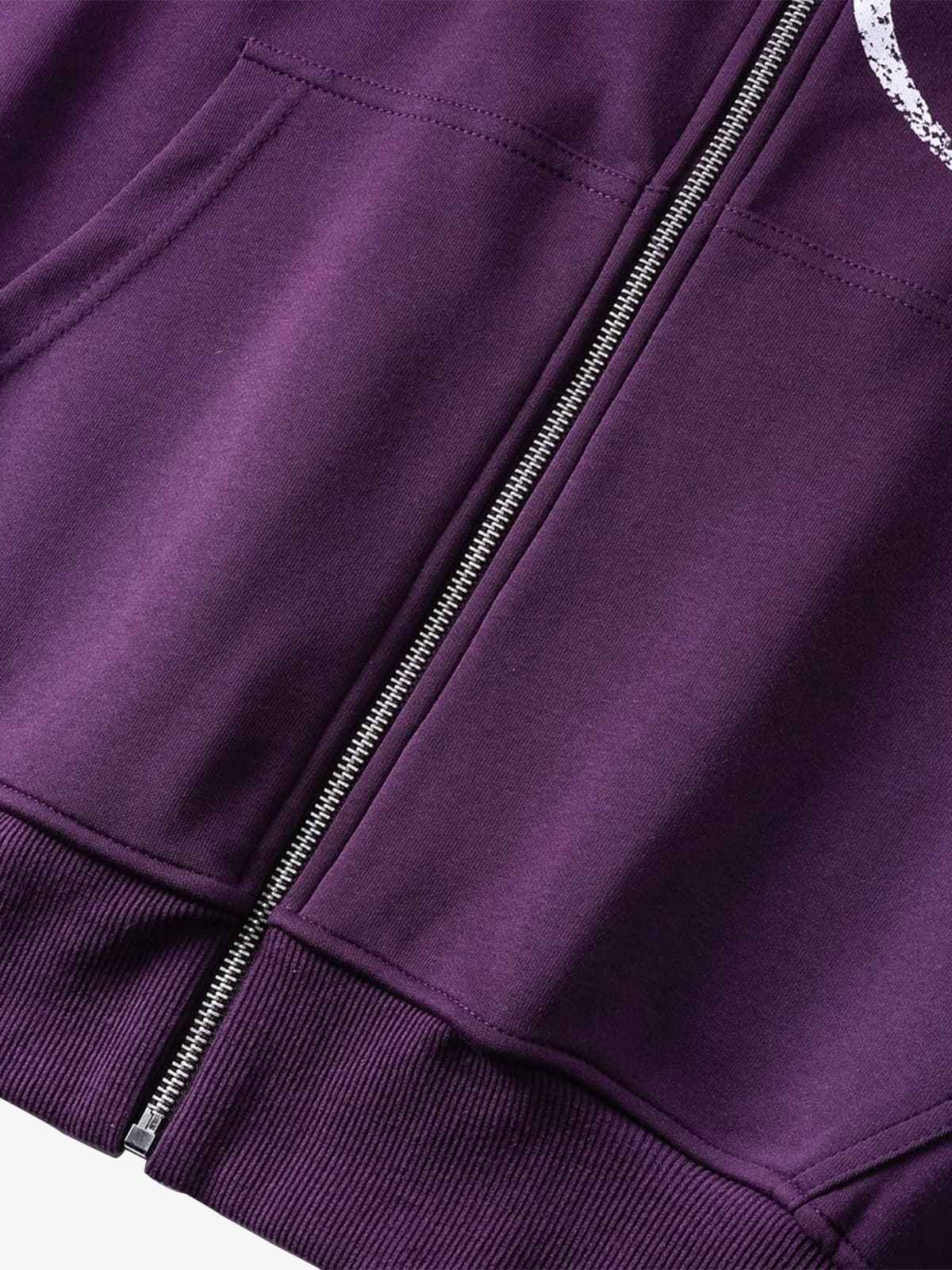 High Street Script Letter Print Zip-up Hoodie Jacket