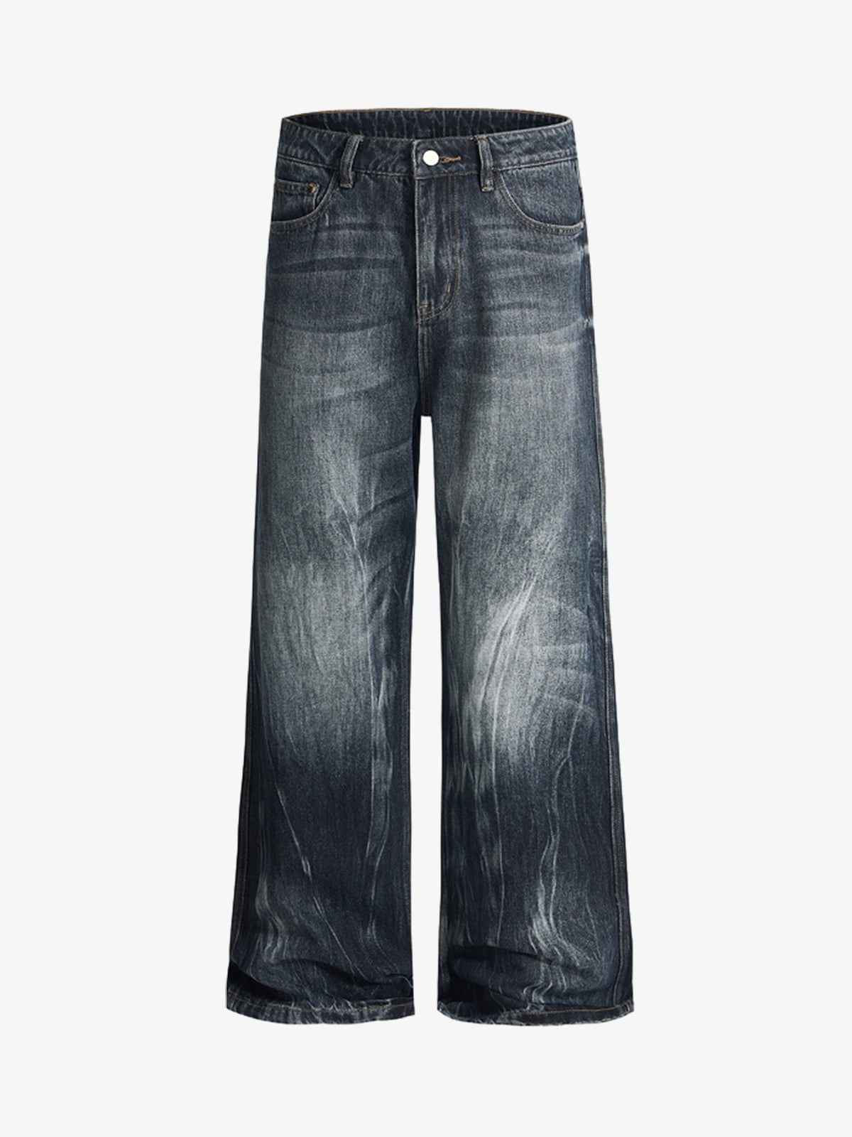 Vintage Distressed Wash Wide Leg Jeans