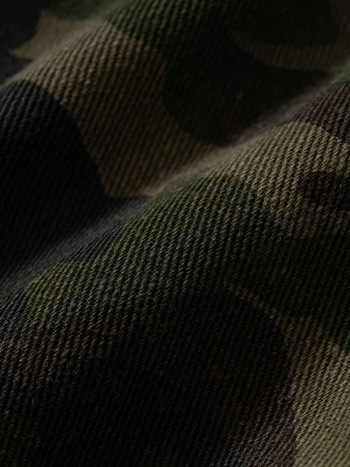 Retro Camouflage Faux Layered Metal Buckle Padded Jacket