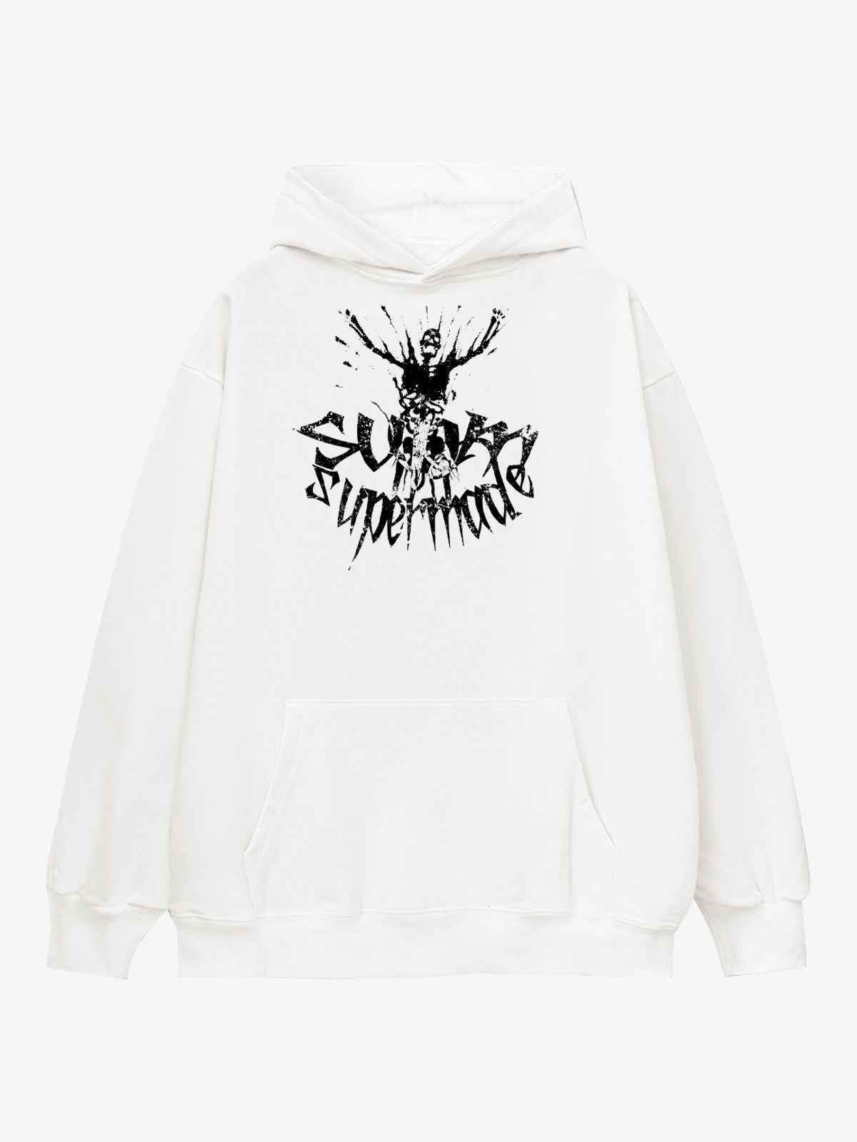 Gothic Devil Graphic Washed Hoodie