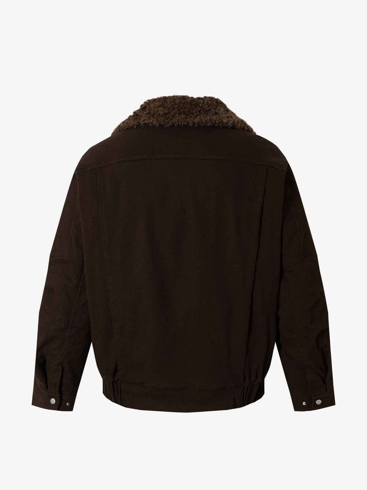 Street Punk Oblique Zipper Lambswool Collar Quilted Jacket