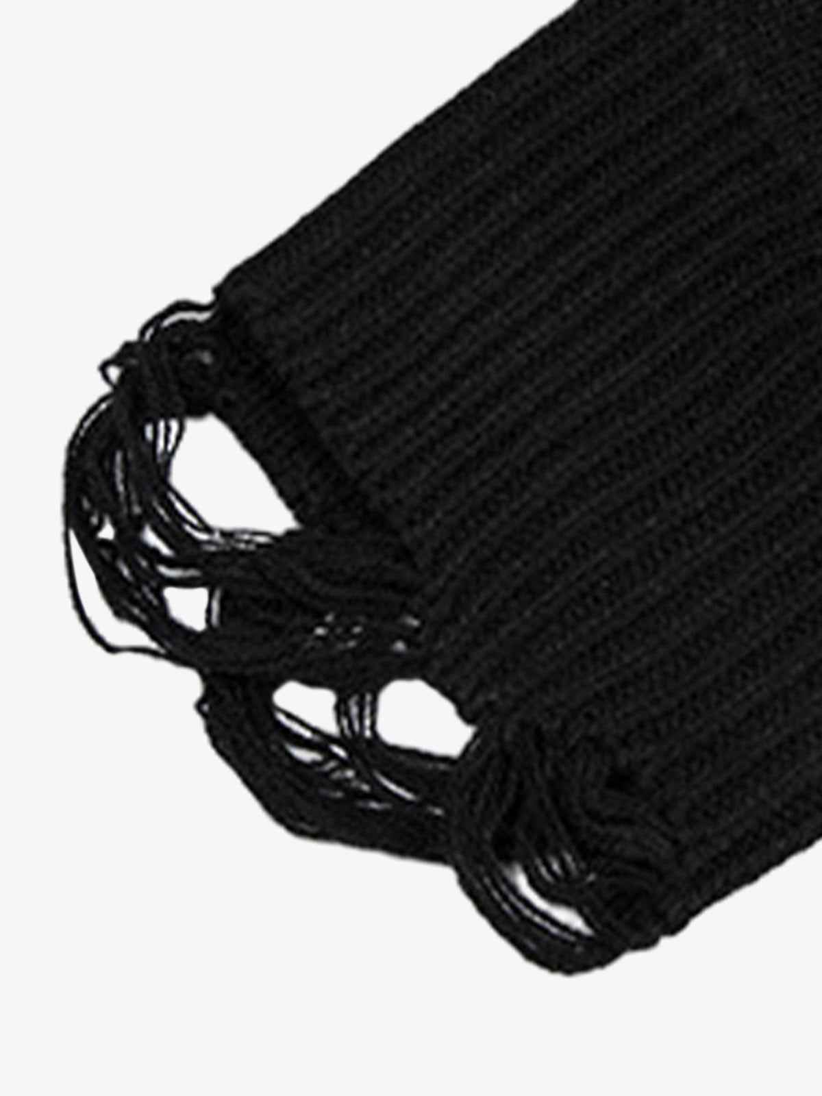 High Street Letter Jacquard Ripped Tassel Sweater