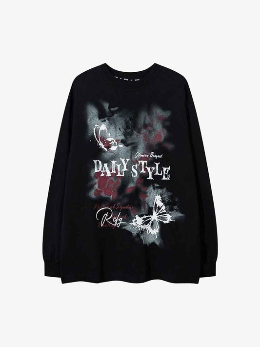 Long Sleeve Butterfly Script