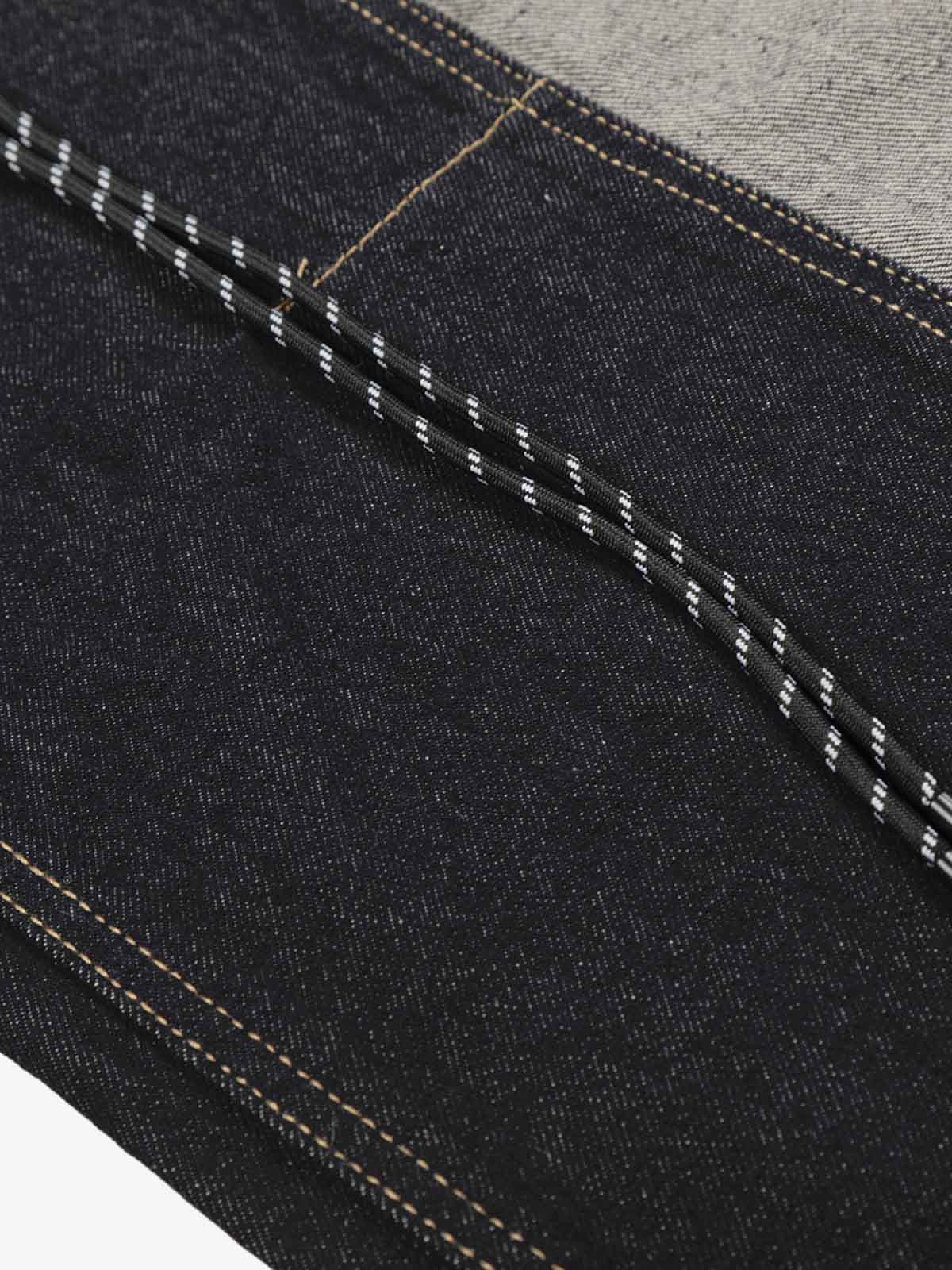 Contrast Panel Barrel Denim Jeans with Chain Detail - Luxuryurbanwear