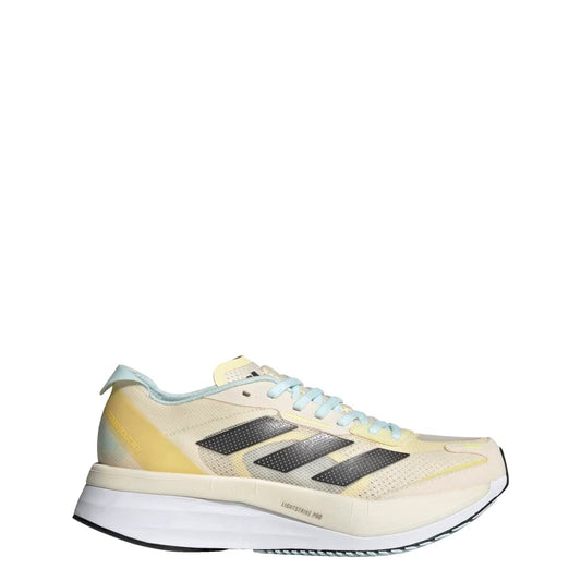 adidas Womens Adizero Boston 11 Sneaker Ecru Tint/Night Metallic/Beam Yellow 6.5