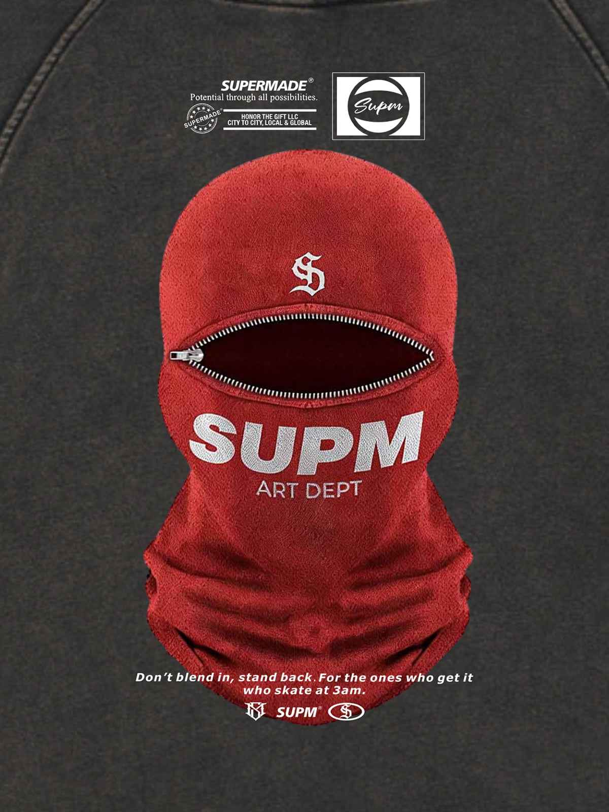 Retro Bandit Hat Graphic Distressed Cropped Hoodie
