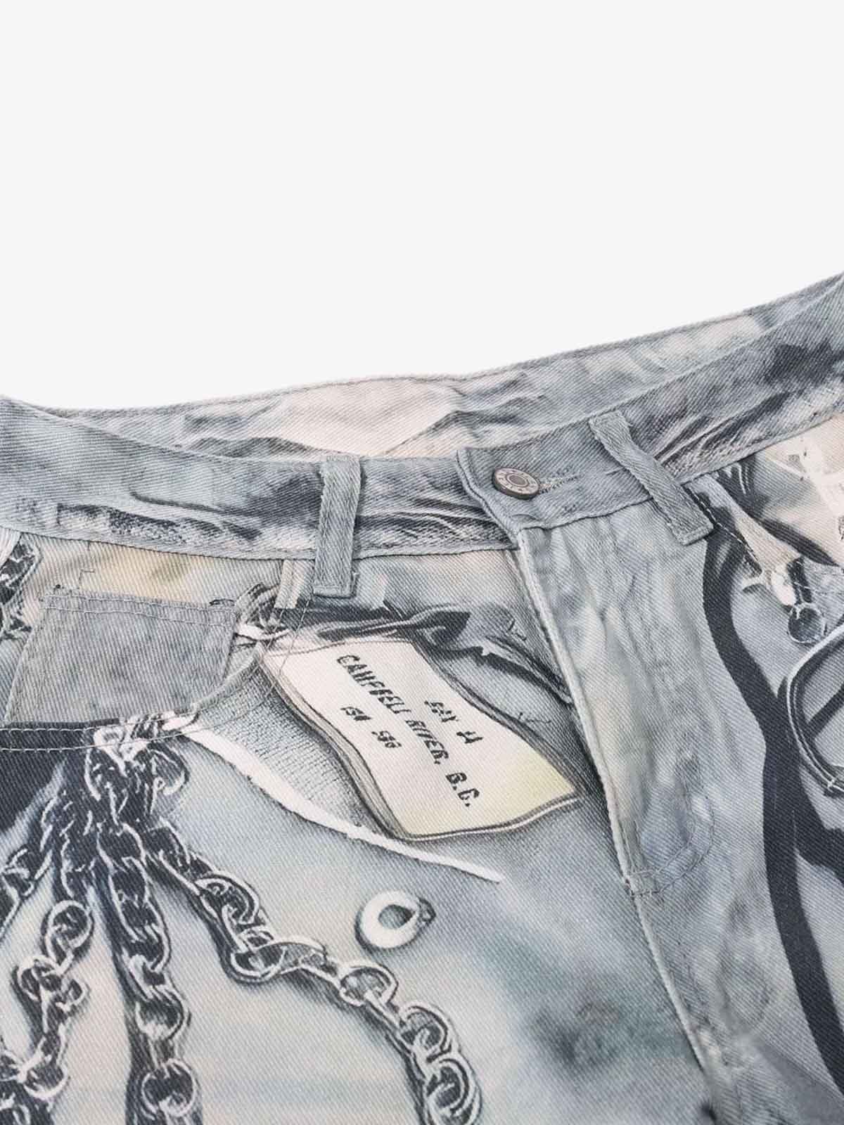 Abstract 3D Digital Print Wide-Leg Jeans - Luxuryurbanwear