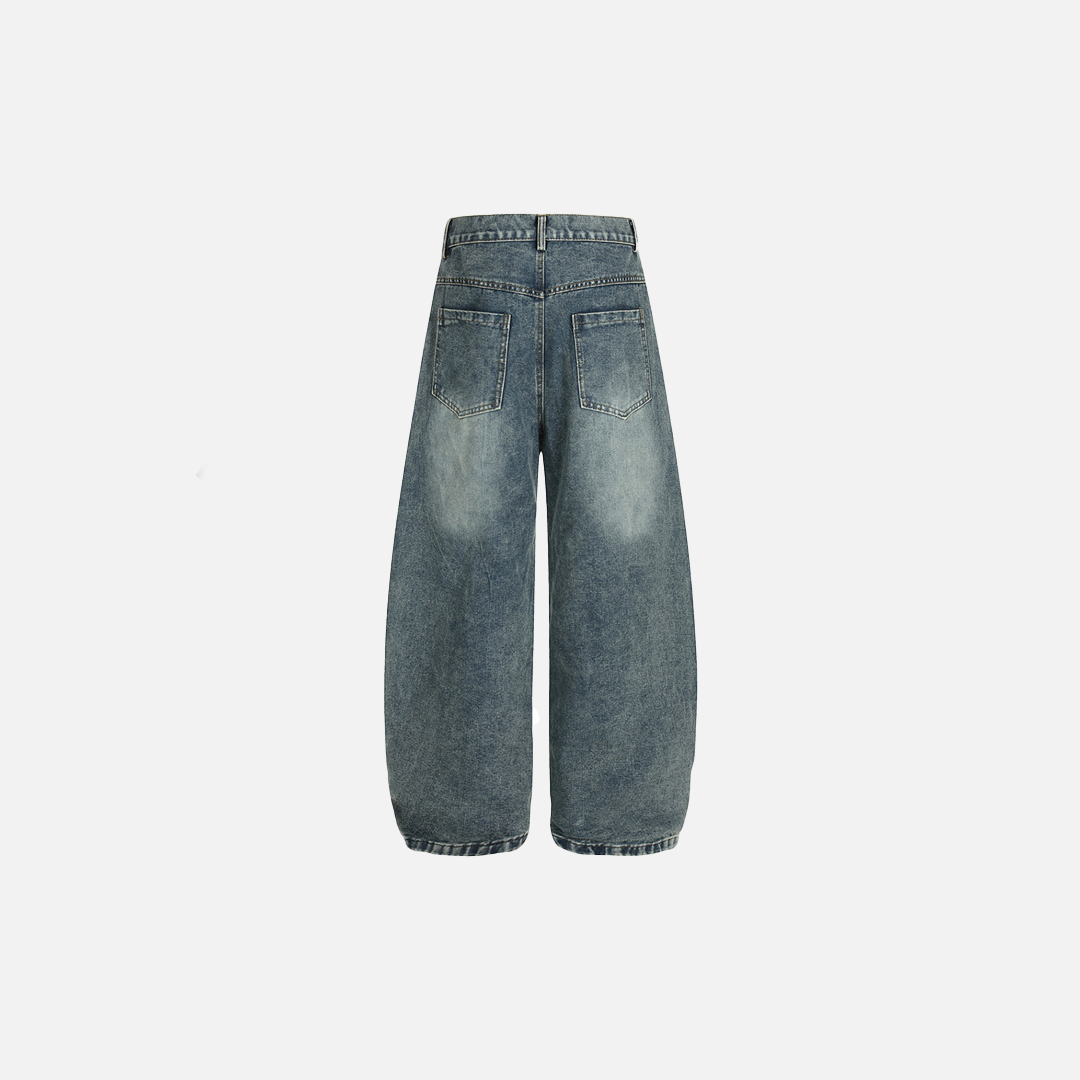 Cartoon Embroidered Vintage Washed Denim Jeans - Luxuryurbanwear