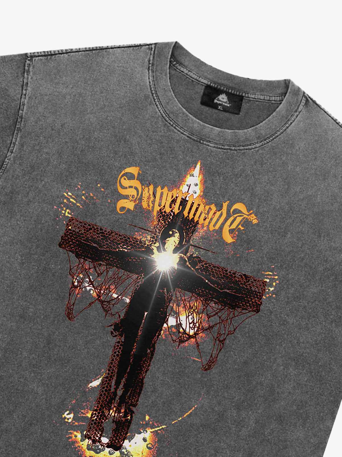 Washed Gothic Cross Graphic T-Shirt