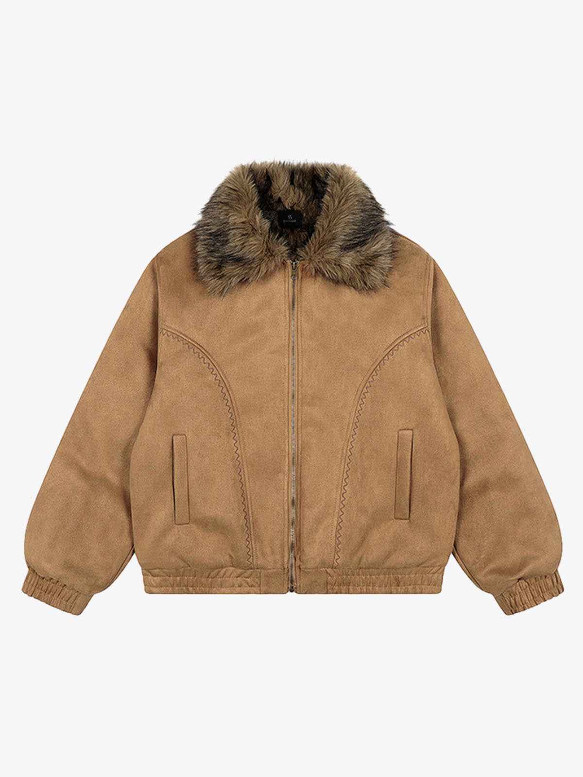 Vintage Distressed Deconstructed Faux Fur Collar Jacket