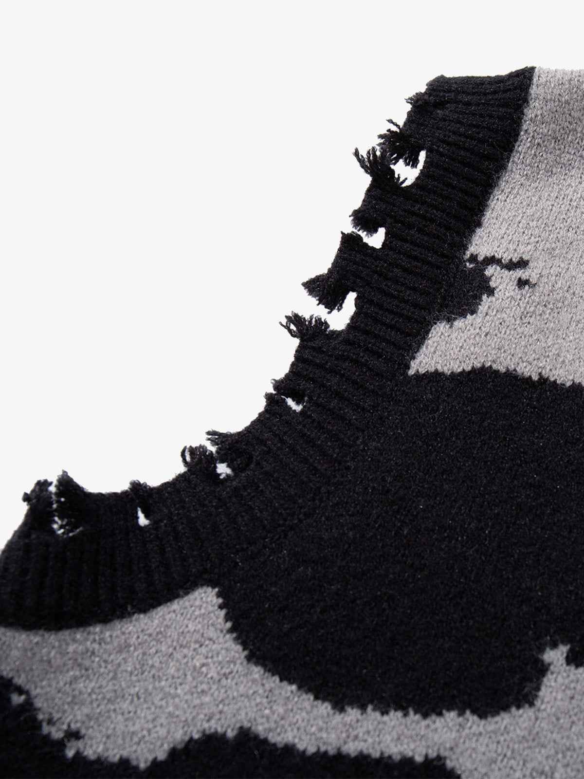 High Street Dark Skull Frayed-edge V-neck Sweater Vest