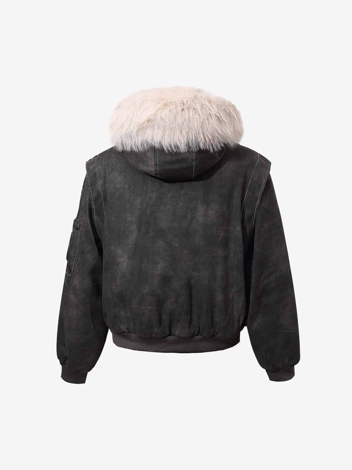 Washed Patchwork Contrast Bomber Jacket - Luxuryurbanwear