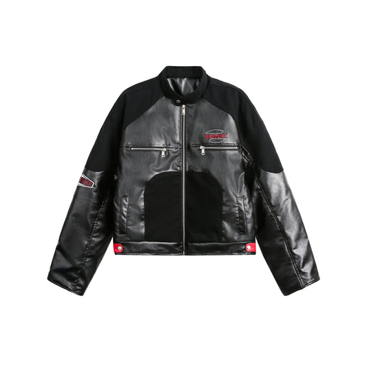 Race Zone | Moto-Inspired White Zip Jacket - Luxuryurbanwear