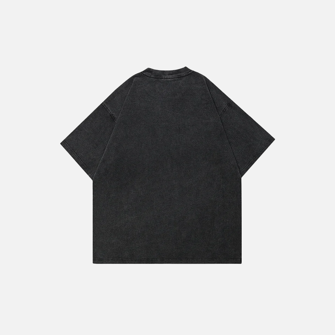 Retro Vintage Washed Black Robot T-Shirt - Luxuryurbanwear