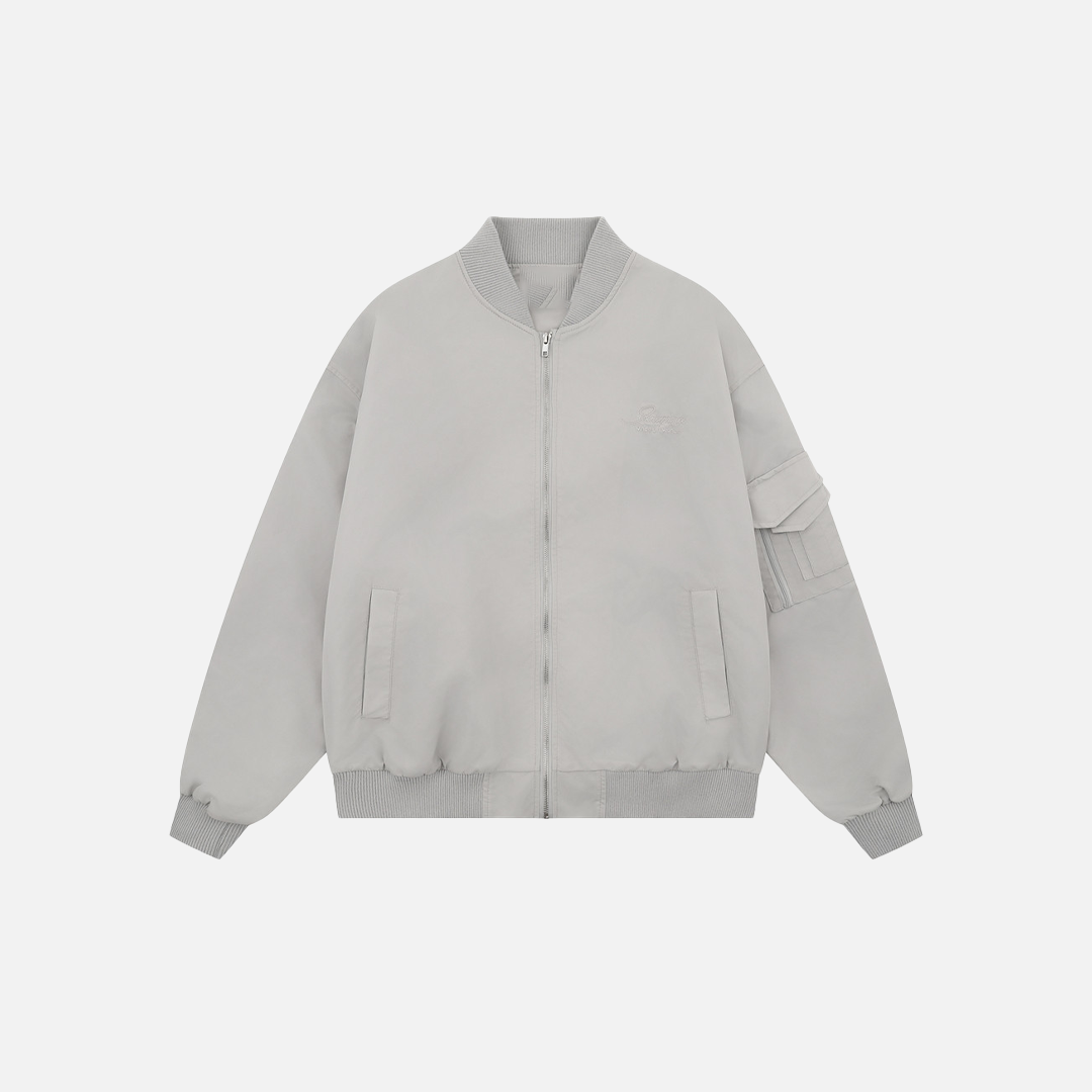 Plush Loose Fit Embroidered Letter Baseball Jacket - Luxuryurbanwear