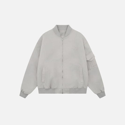 Plush Loose Fit Embroidered Letter Baseball Jacket - Luxuryurbanwear