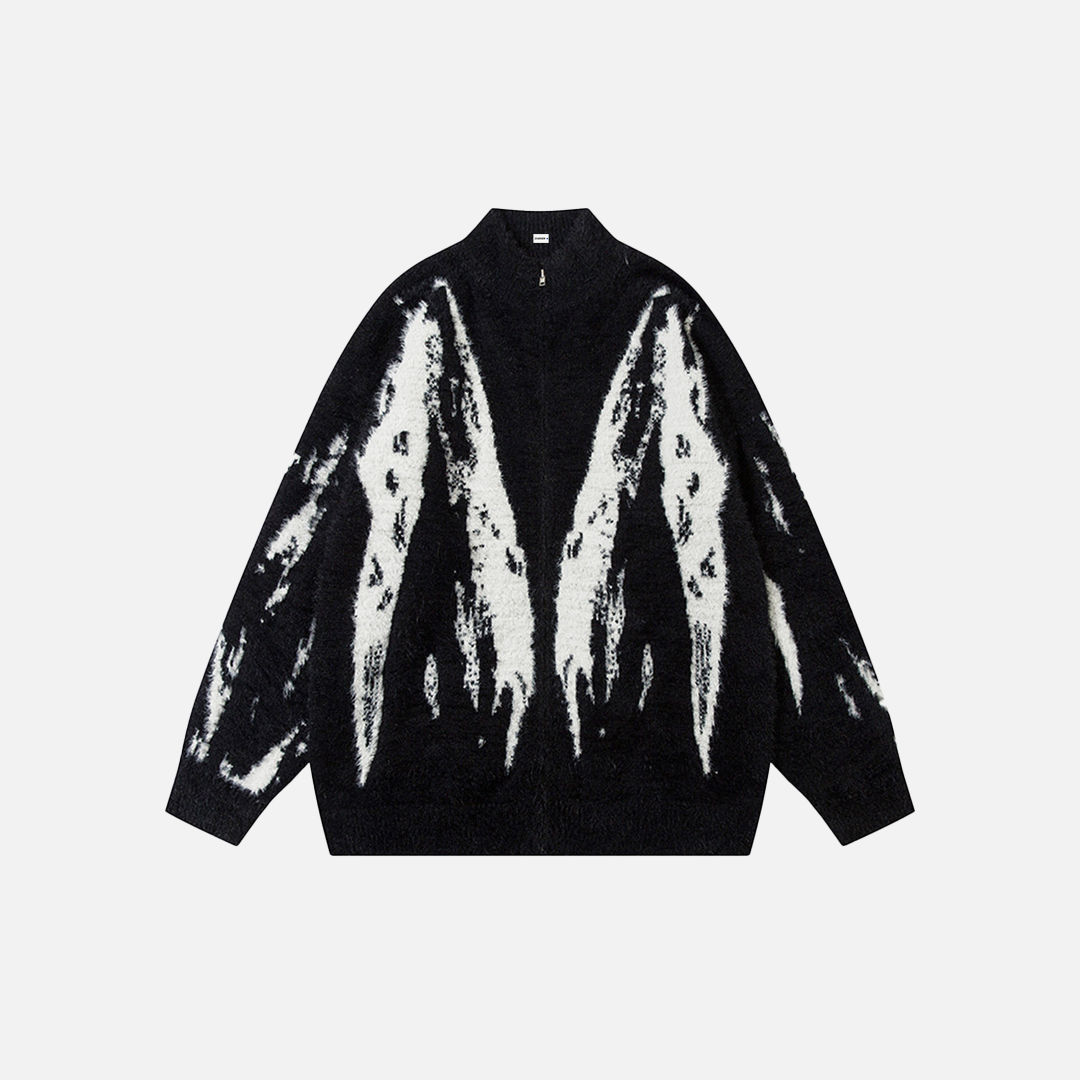 Y2K Breathable Stylish Floral Zip-Up Knit Cardigan - Luxuryurbanwear