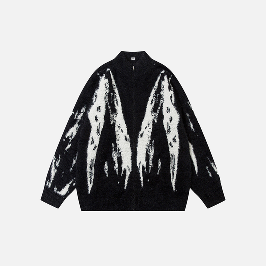 Y2K Breathable Stylish Floral Zip-Up Knit Cardigan - Luxuryurbanwear