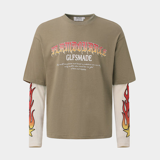 Vintage Flame Letter | Contrast Sweatshirt - Luxuryurbanwear