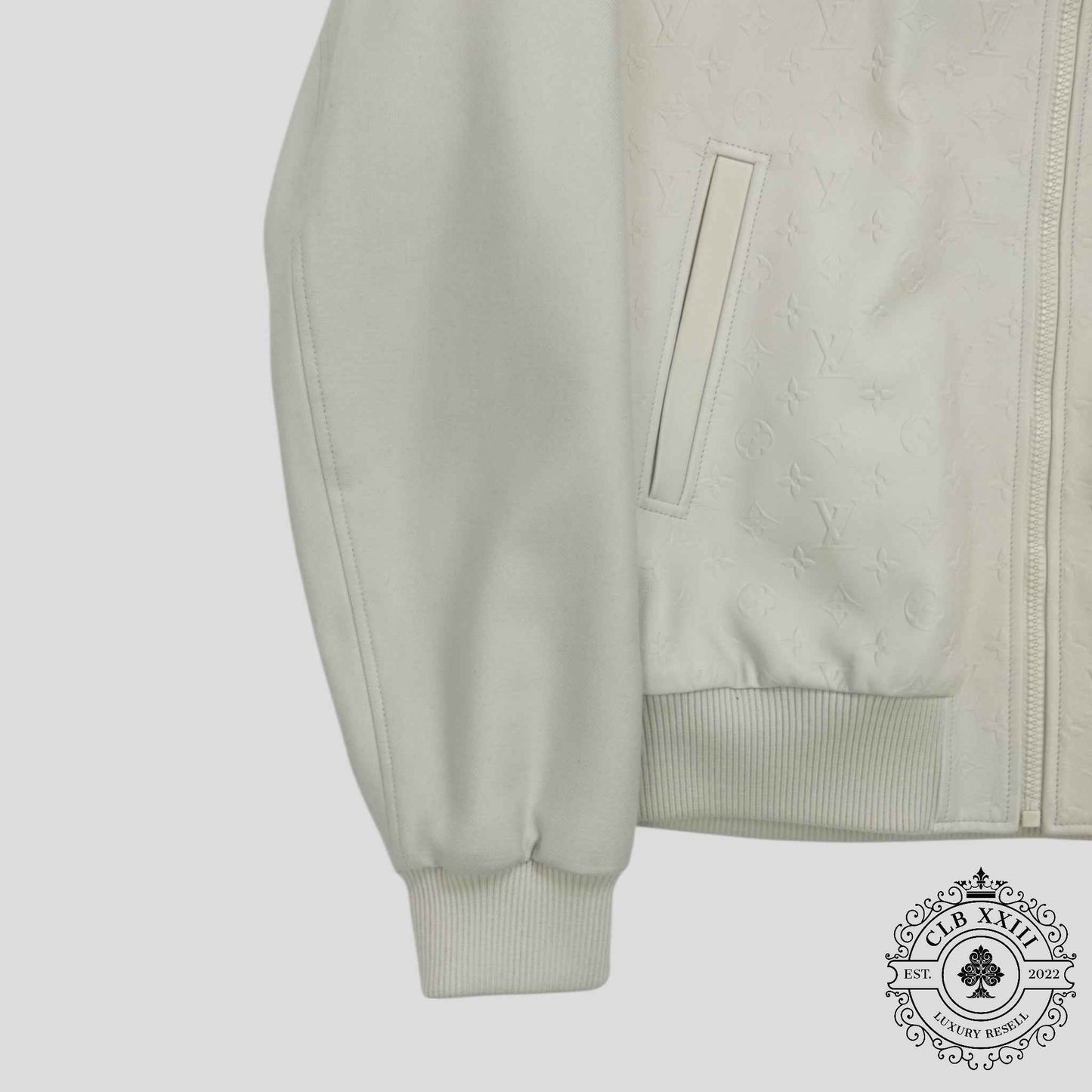 Louis Vuitton LVSE Debossed Monogram Mix Leather Jacket in White
