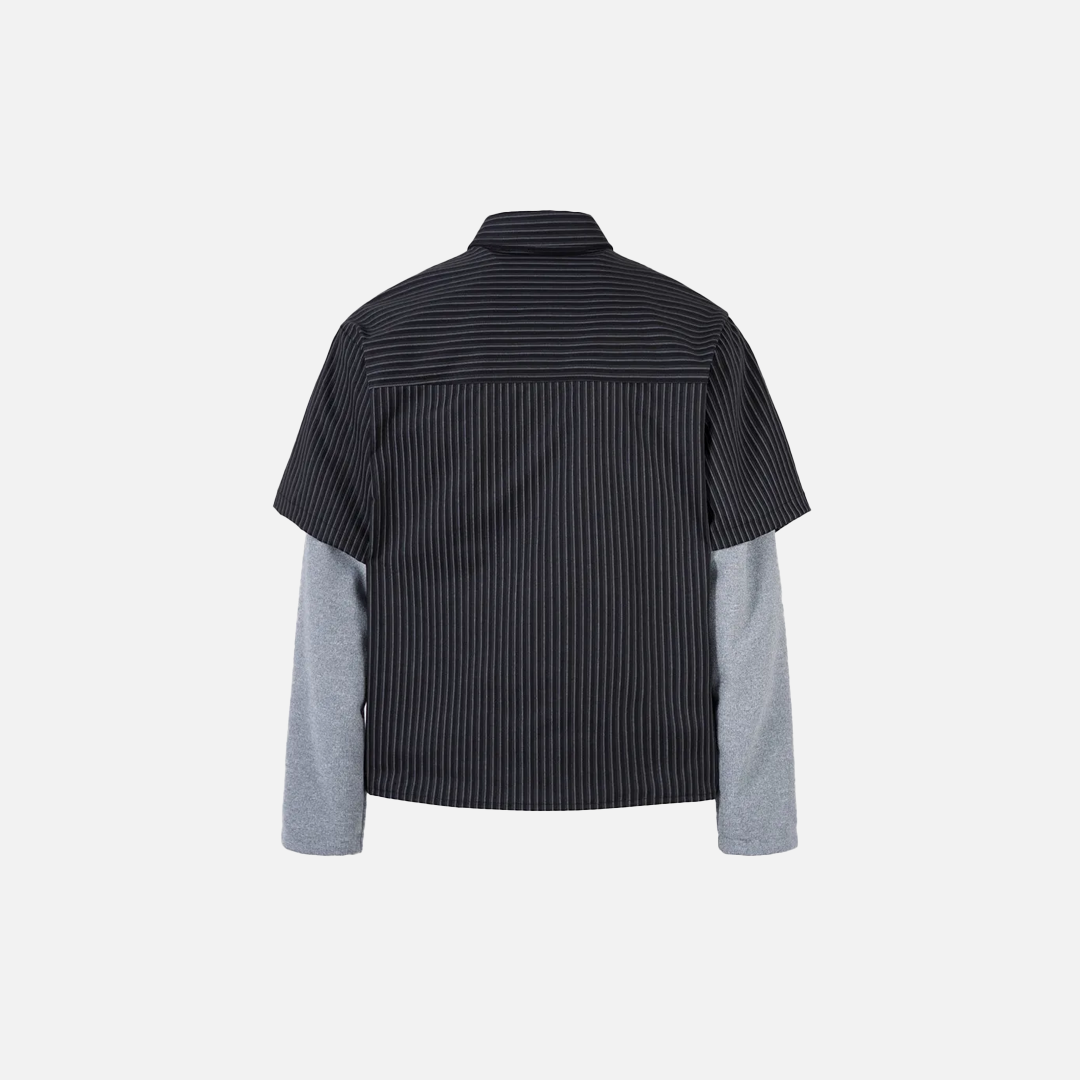 Men Classic Striped Embroidered Long Sleeve Shirt - Luxuryurbanwear
