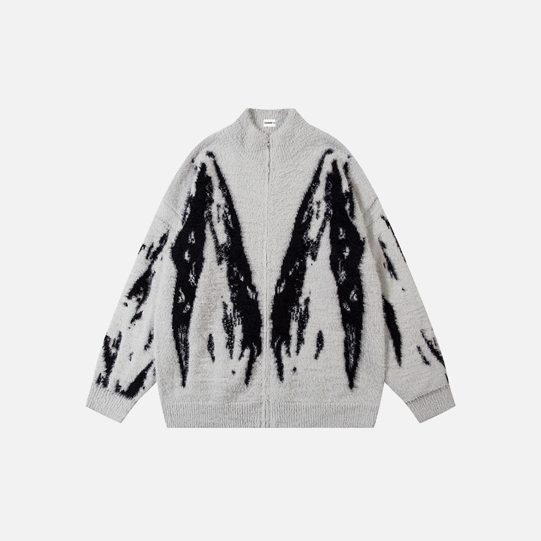 Y2K Breathable Stylish Floral Zip-Up Knit Cardigan - Luxuryurbanwear