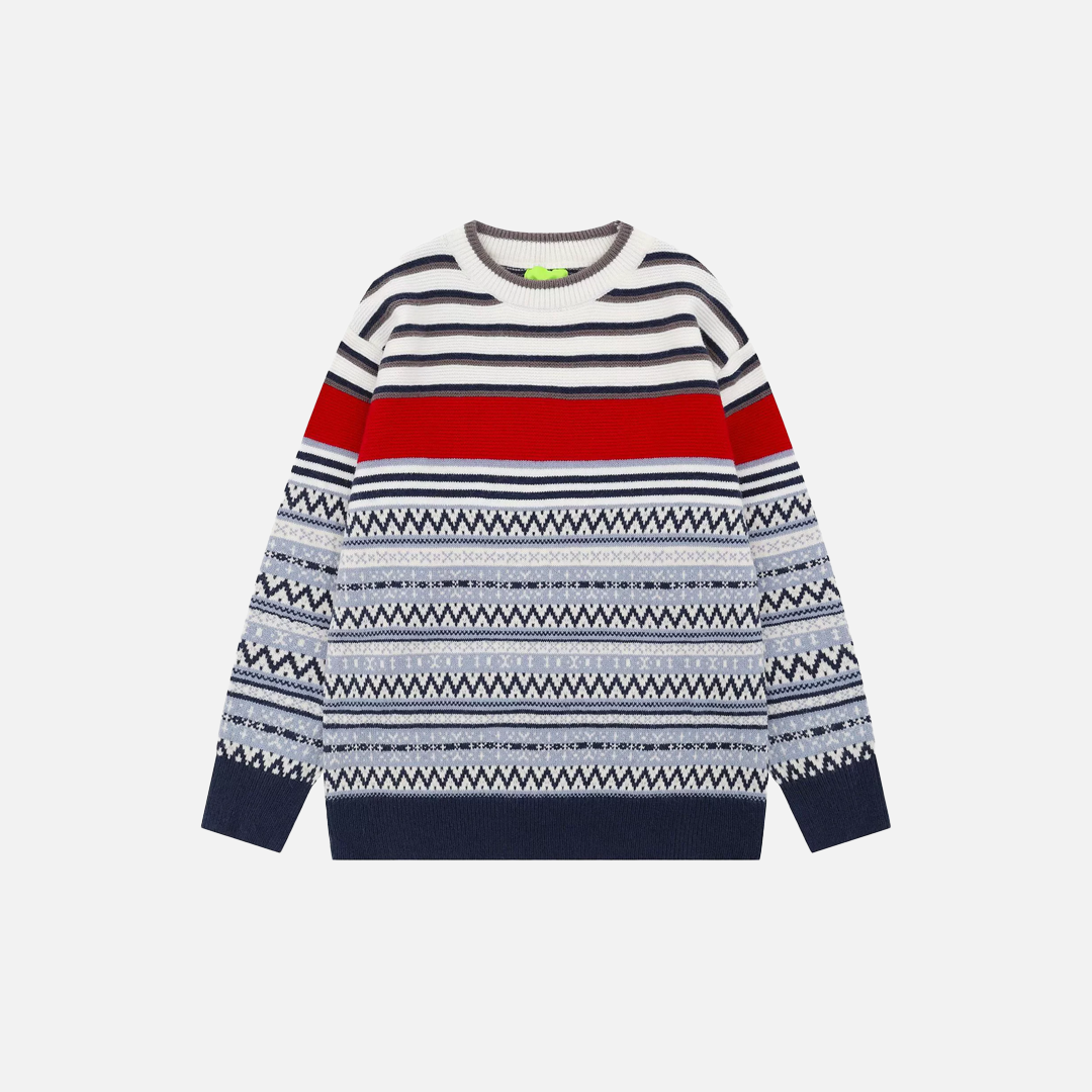 Versatile Colorful Striped Hip Hop Knit Casual Sweater - Luxuryurbanwear