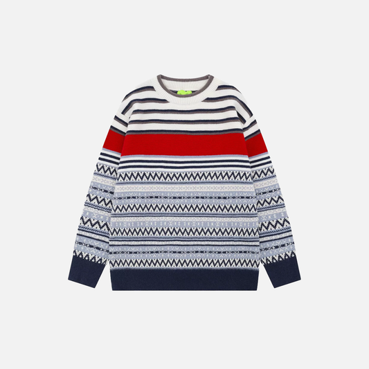 Versatile Colorful Striped Hip Hop Knit Casual Sweater - Luxuryurbanwear