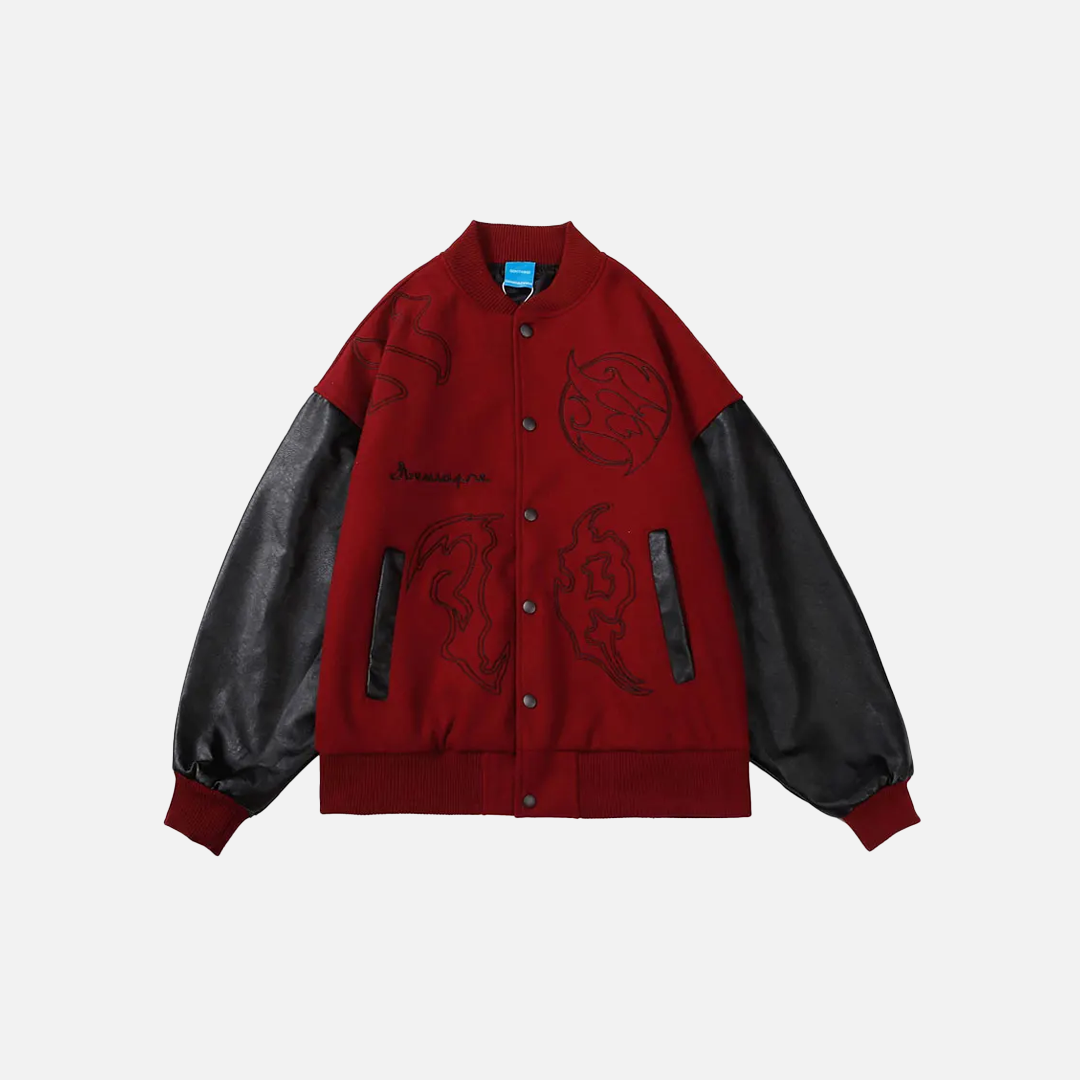Y2K Versatile Patchwork Hip Hop Varsity Leather Jacket - Luxuryurbanwear