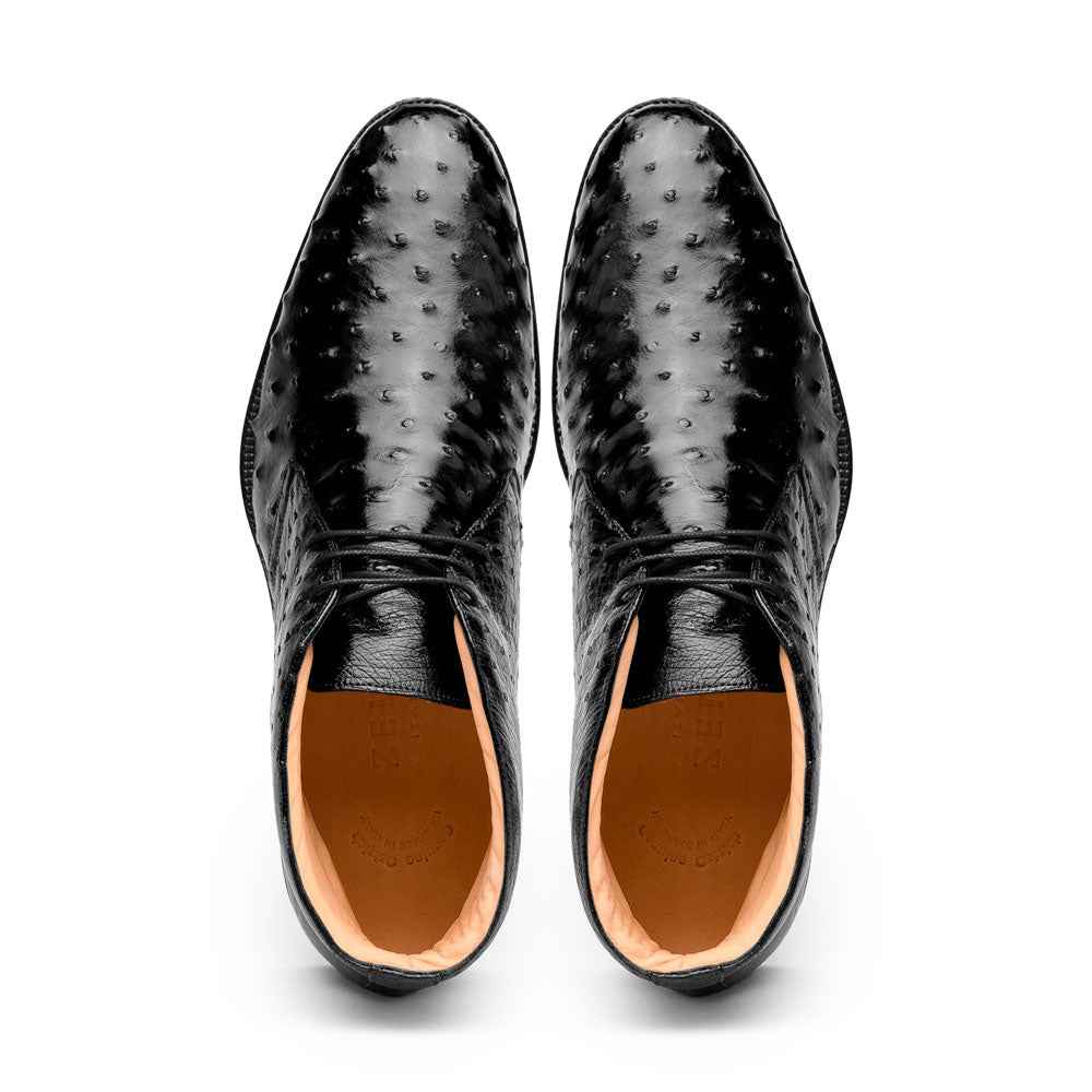 43-594-BLK MARCO Ostrich Quill Chukka Boot, Black