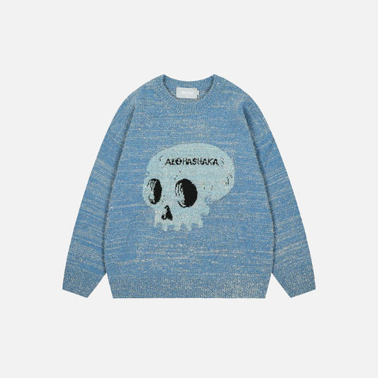 Y2K Skulls Graphic Oversized Jumper Sweater - Luxuryurbanwear