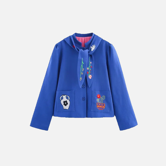 Embroidered Art Patch Casual Jacket - Luxuryurbanwear