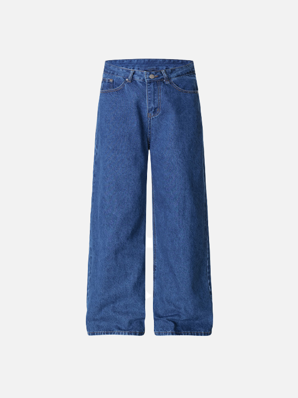 Vintage Style Letter Print Washed Denim Jeans - Luxuryurbanwear