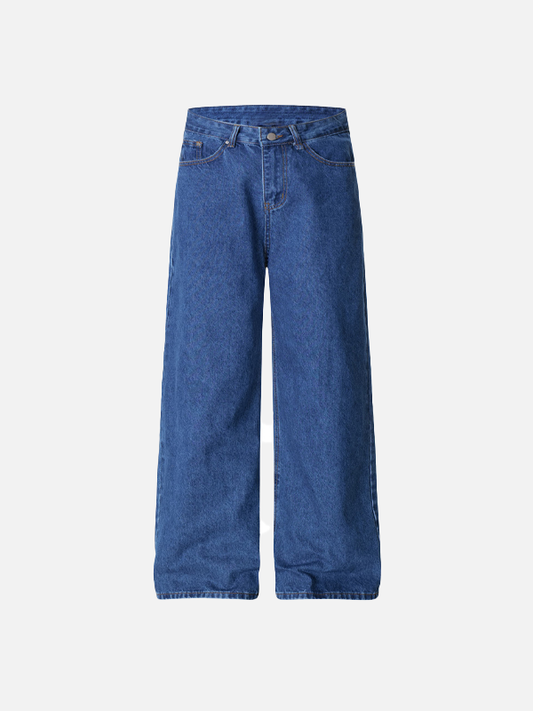 Vintage Style Letter Print Washed Denim Jeans - Luxuryurbanwear