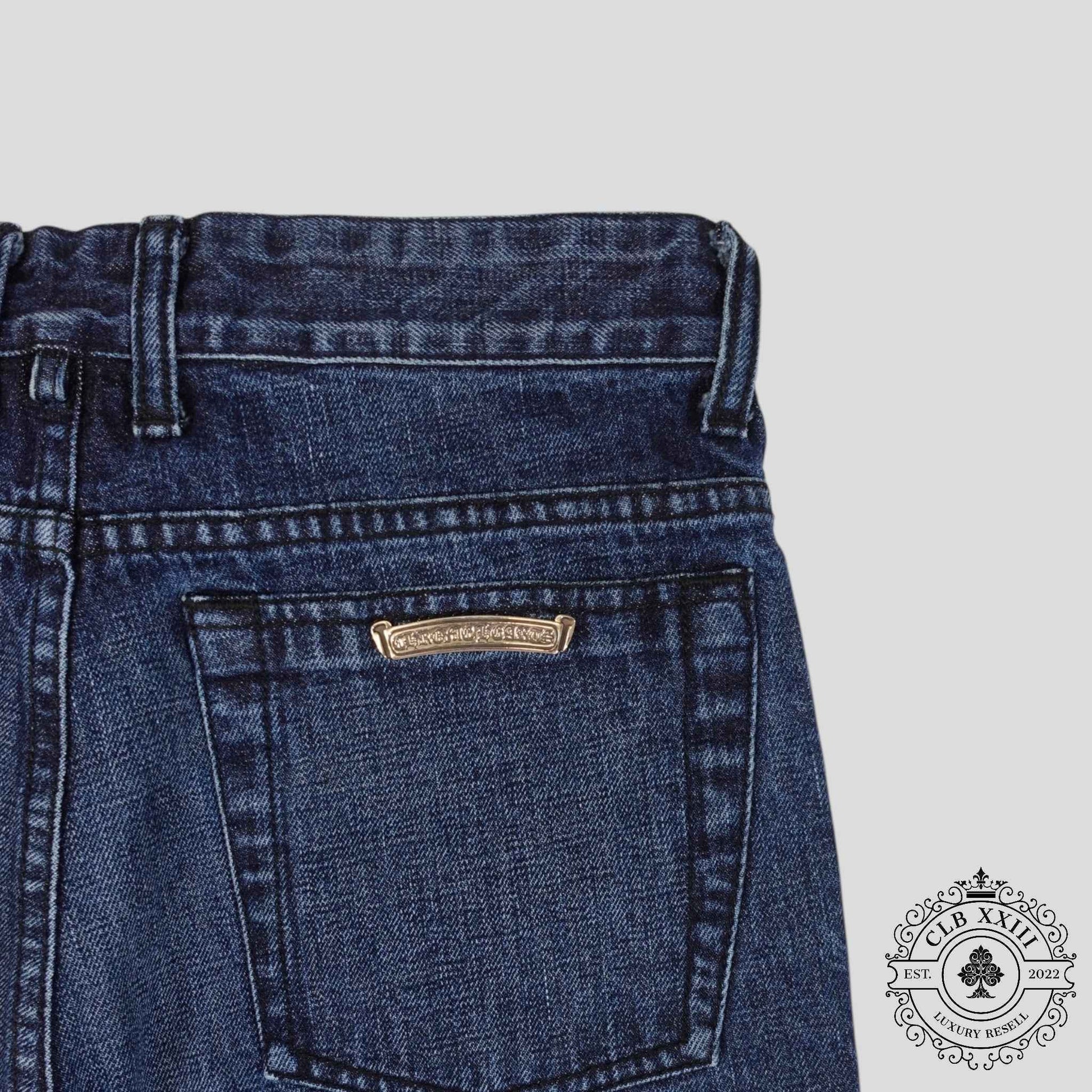 Chrome Hearts Cross Patch Denim Shorts in Dark Wash