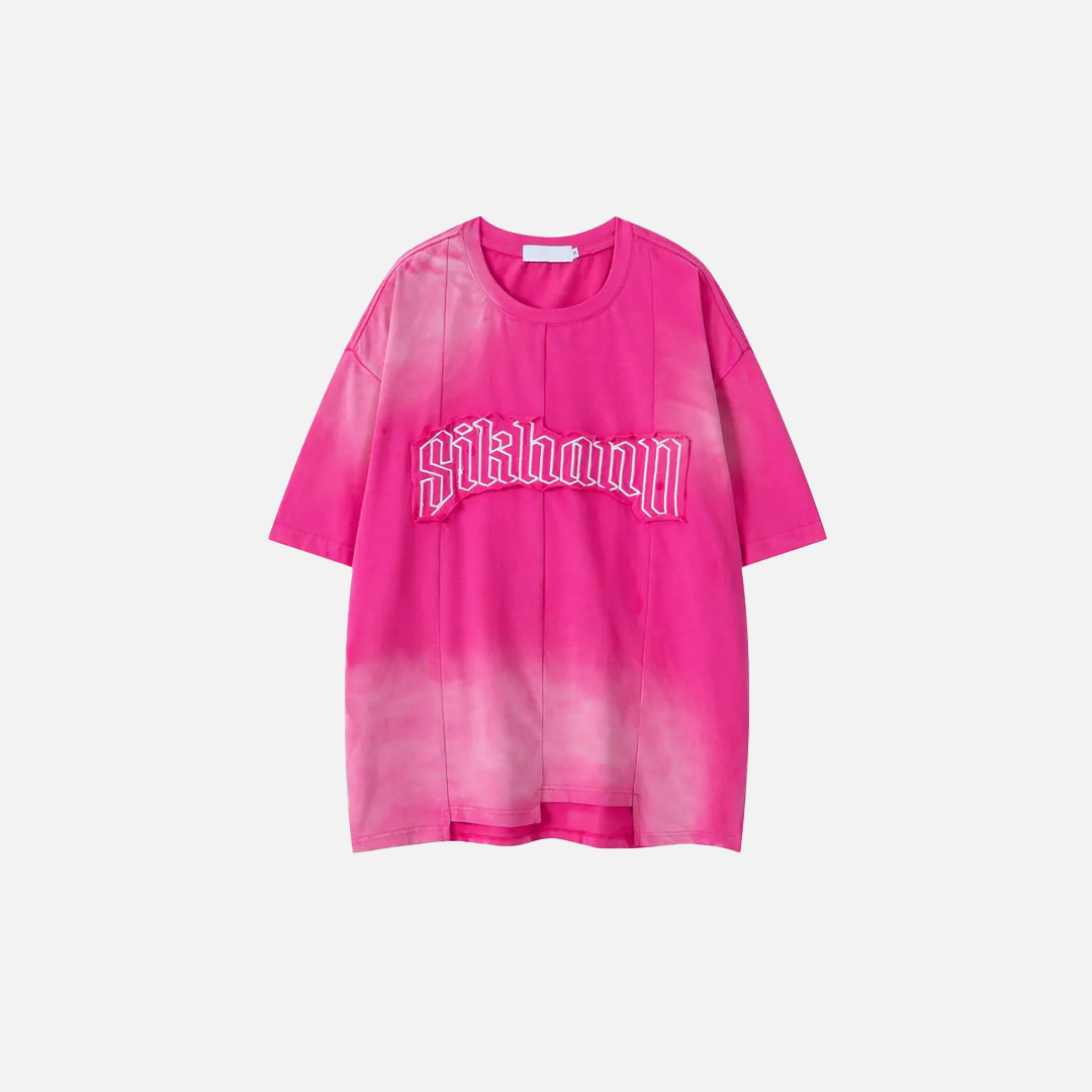 Fashionable Grunge Embroidered Patch Irregular T-Shirt - Luxuryurbanwear