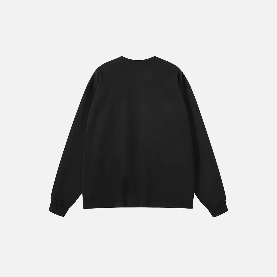 Black Graphic Shadow Long Sleeve T-Shirt - Luxuryurbanwear