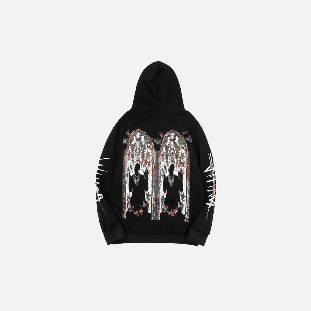Retro American Butterfly Palace Printed Hoodie - Luxuryurbanwear