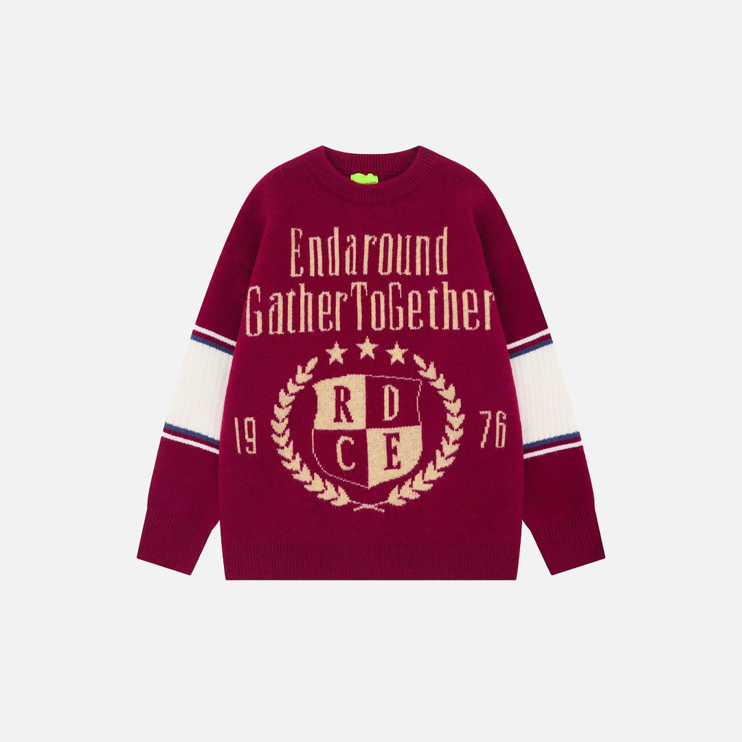 Y2K Effortless Retro Patchwork Knit Classic Sweater - Luxuryurbanwear