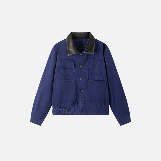 Retro Turn-Down Leather Collar Multi Pocket Jacket - Luxuryurbanwear