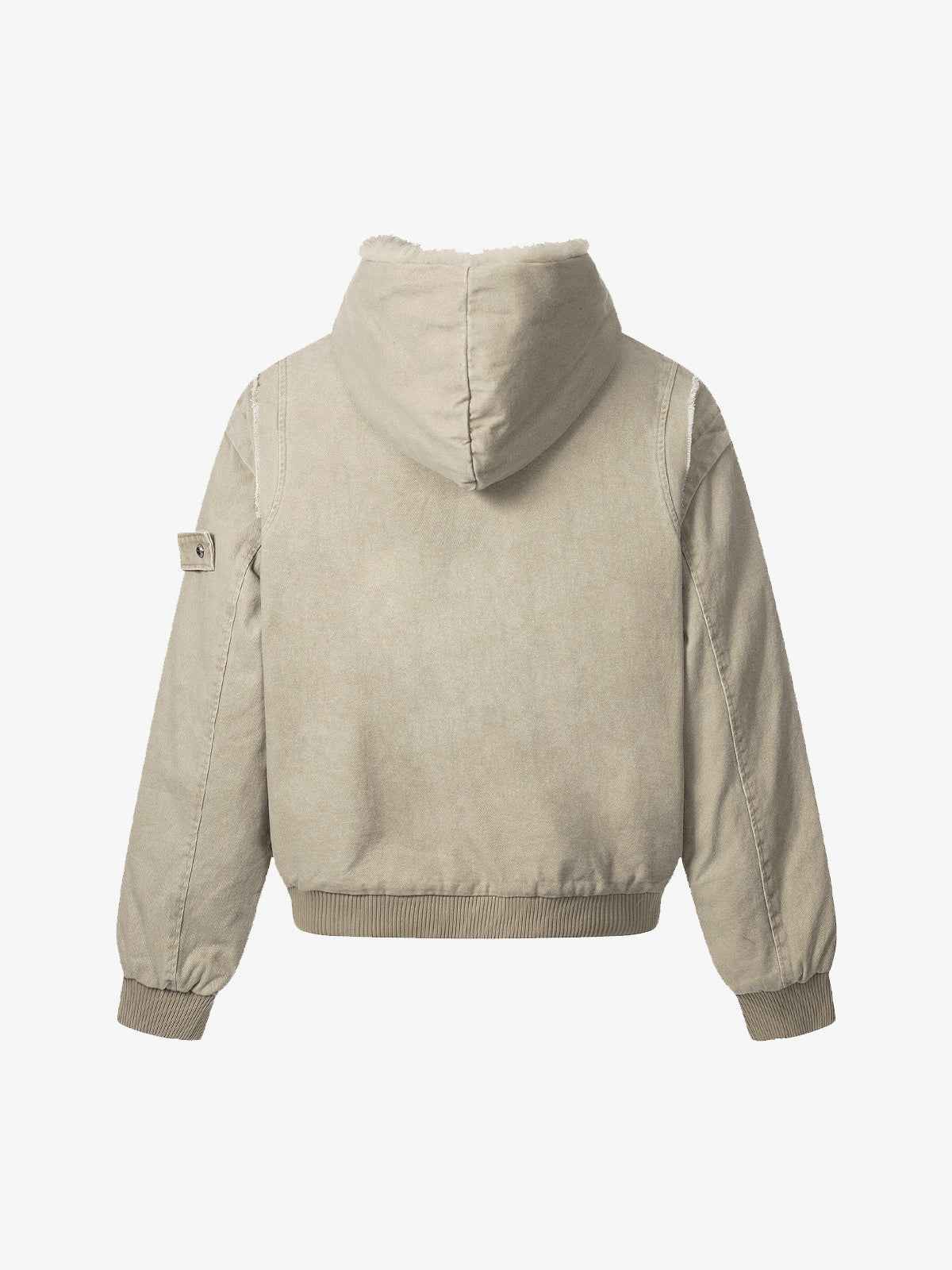 Retro Washed Fleece-lined Hooded Work Jacket