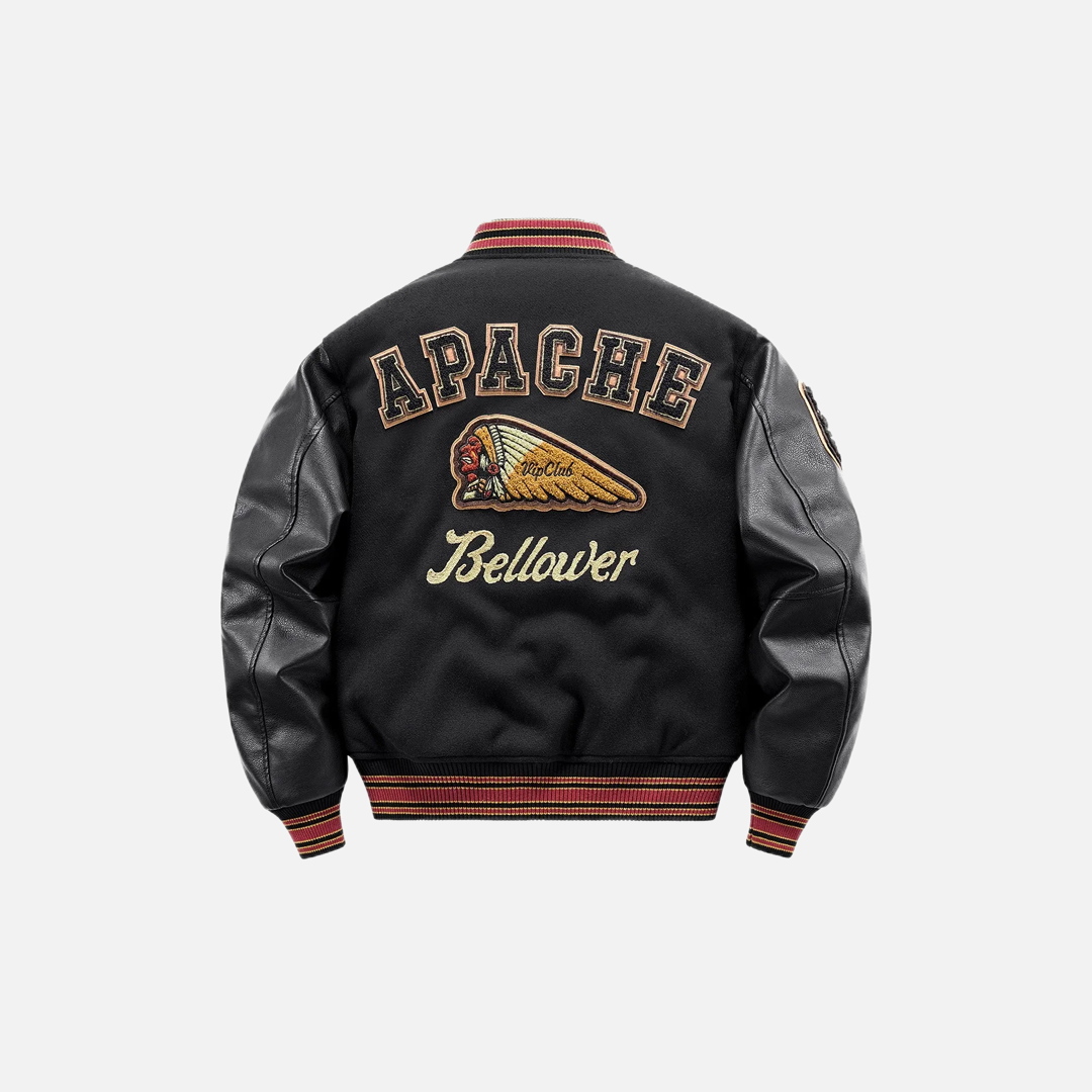 Y2K Patchwork Embroidered Leather Sleeve Varsity Jaket - Luxuryurbanwear