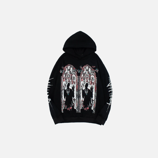 Retro American Butterfly Palace Printed Hoodie - Luxuryurbanwear