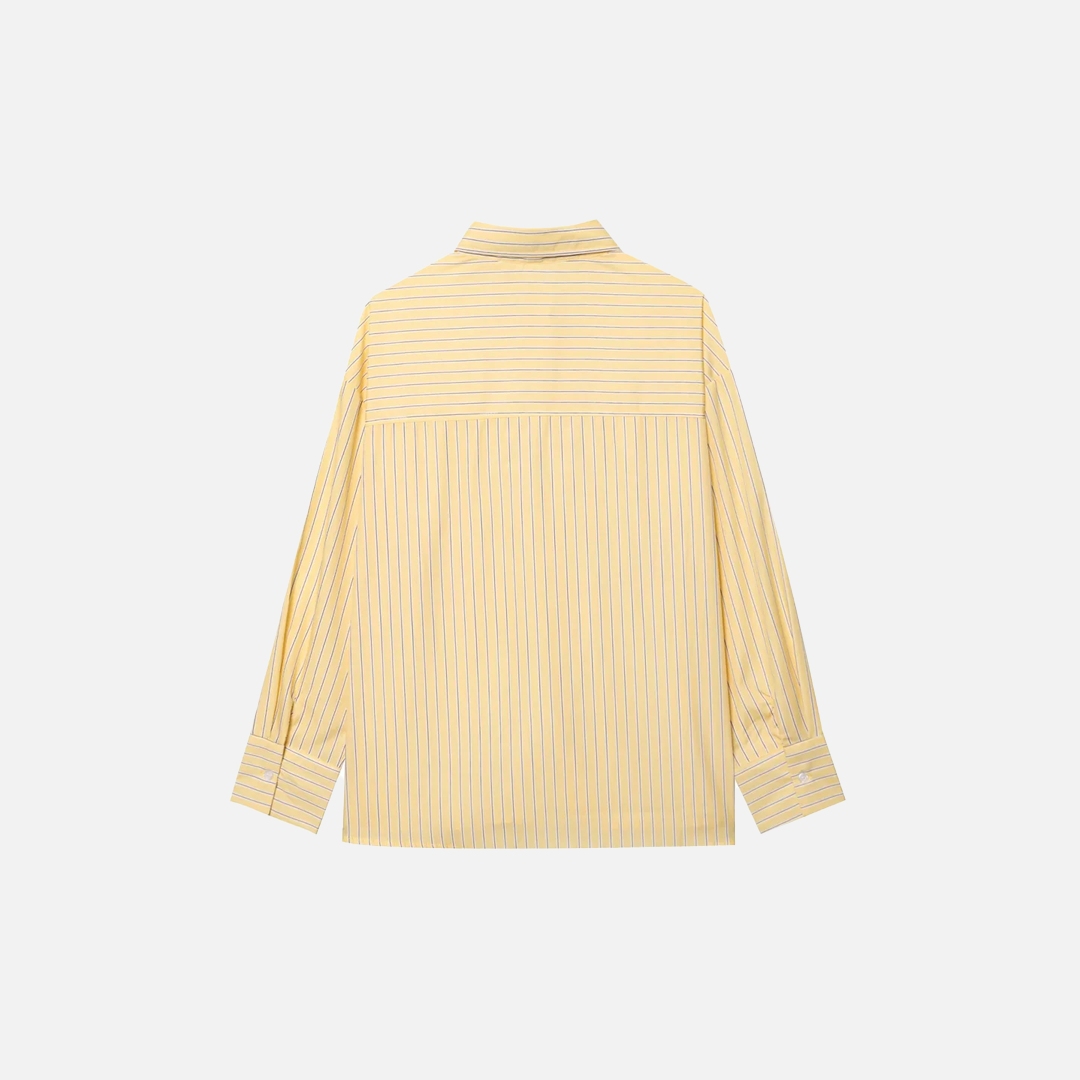 Flattering Striped Single Breasted Long Sleeve Shirt - Luxuryurbanwear