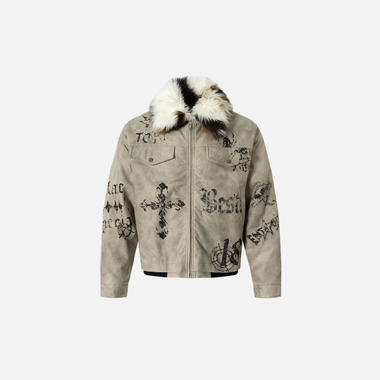 Elevated Warm Faux Fur Stand Collar Jacket - Luxuryurbanwear