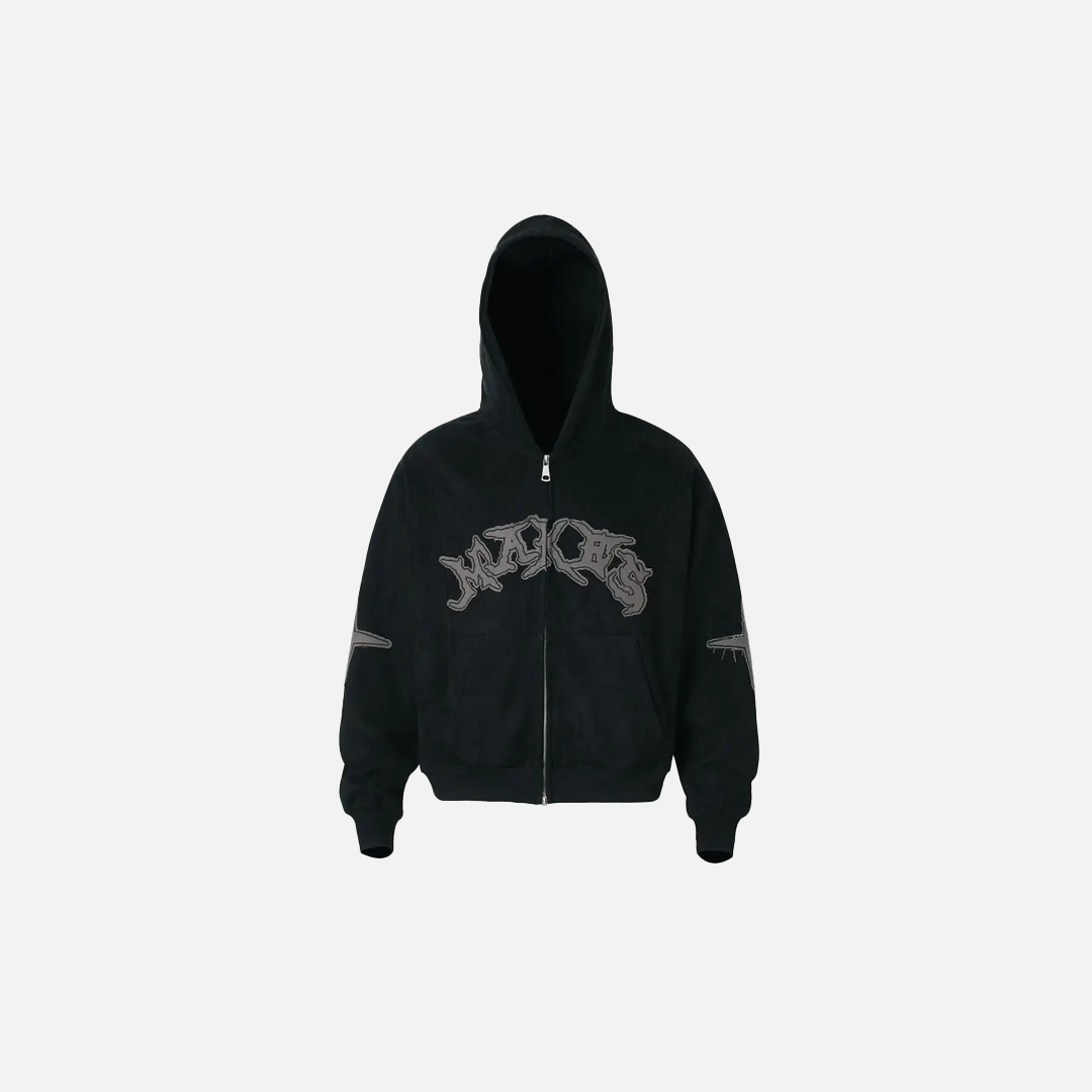 Vintage Flattering Embroidered Zip-Up Hooded Sweatshirt - Luxuryurbanwear