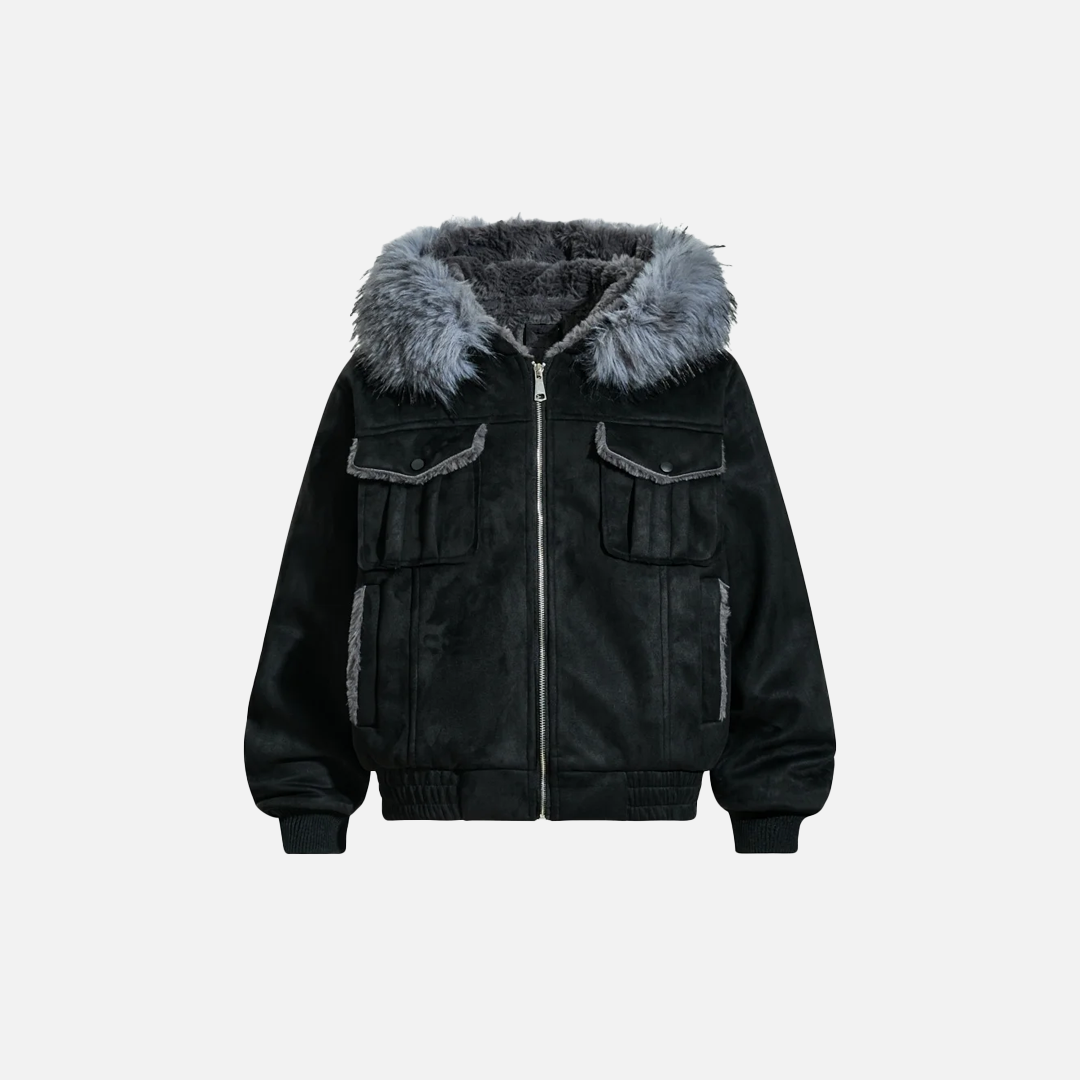Thick Fleece with Pockets Fur Hooded Jacket - Luxuryurbanwear