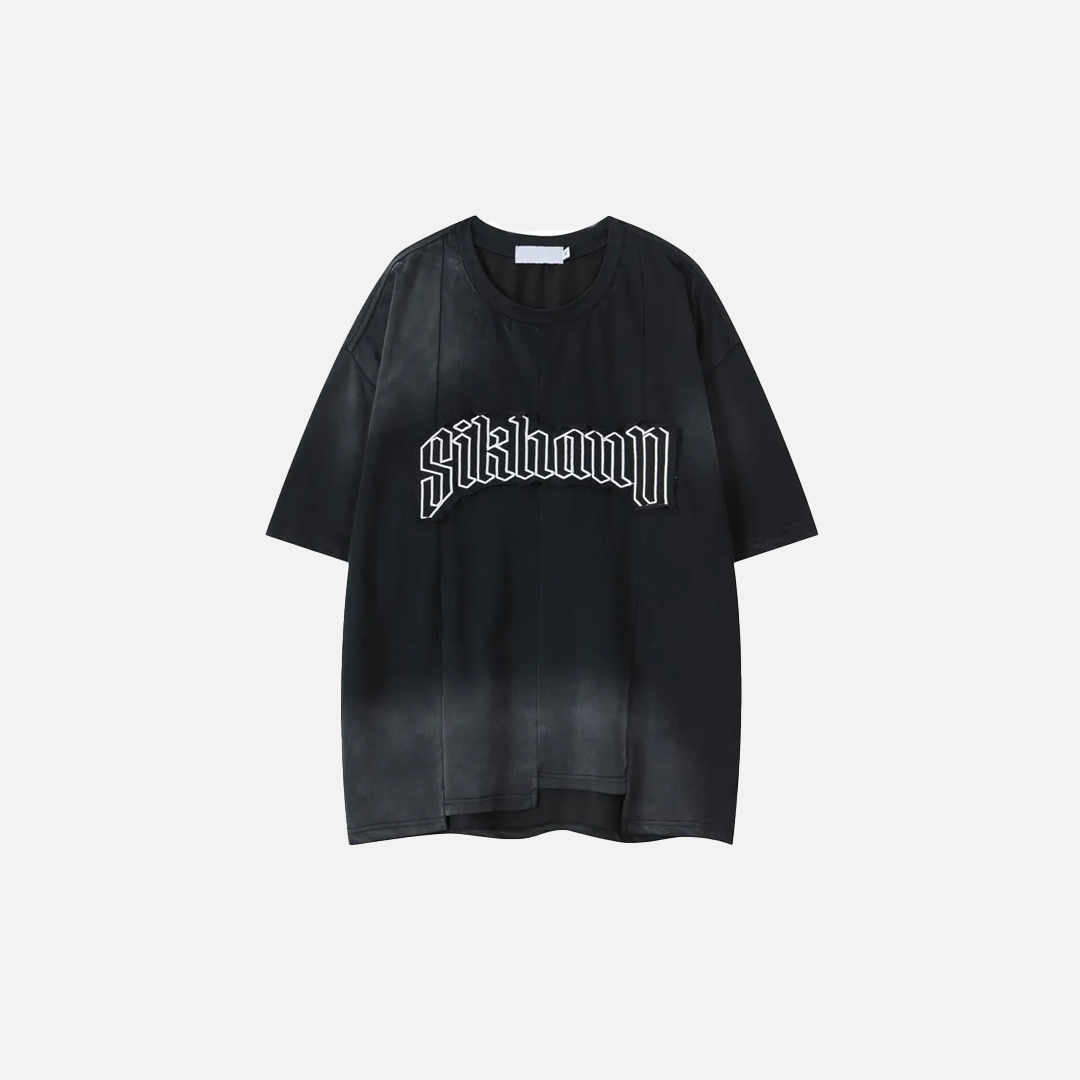 Fashionable Grunge Embroidered Patch Irregular T-Shirt - Luxuryurbanwear